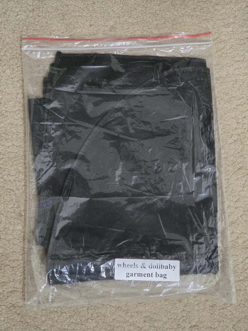 Wheels & Dollbaby Large Black Garment Bag with Logo